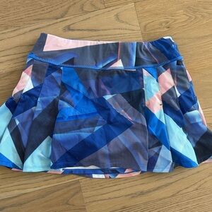 Athleta Blue and Pink Geometric Tennis Skirt